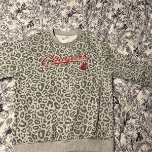 Hanes Gray Leopard WSU women’s Sweatshirt with Red Accent